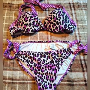 Tahiti purple leopard print bikini